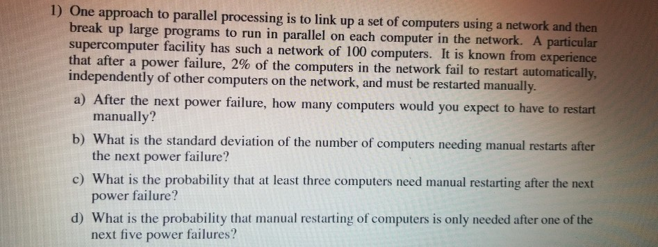 Solved 1) One approach to parallel processing is to link up | Chegg.com