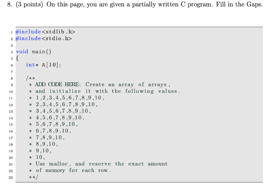 Solved 8. (3 points) On this page, you are given a partially | Chegg.com