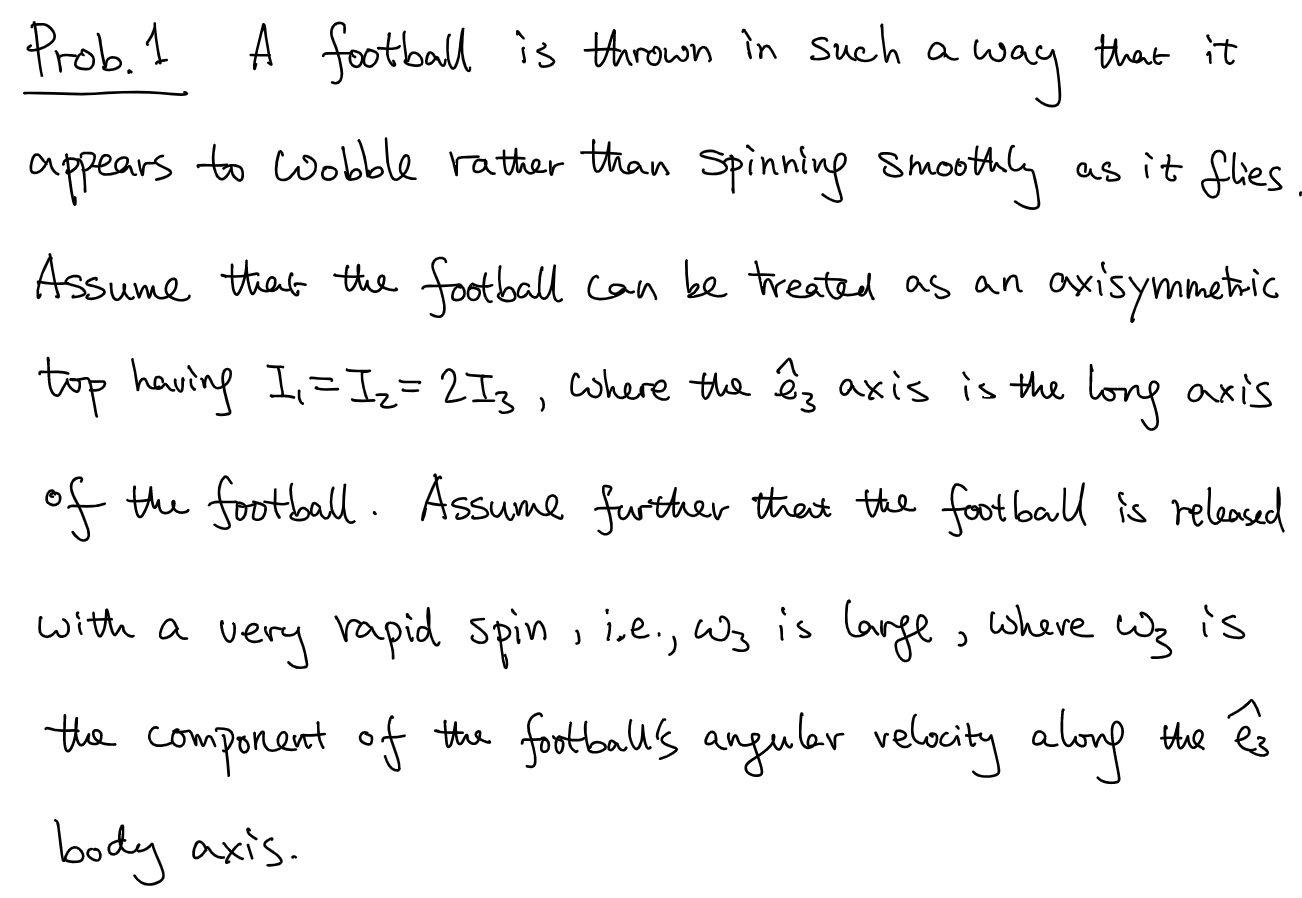 Prob. 1 A football is thrown in such a way that it | Chegg.com