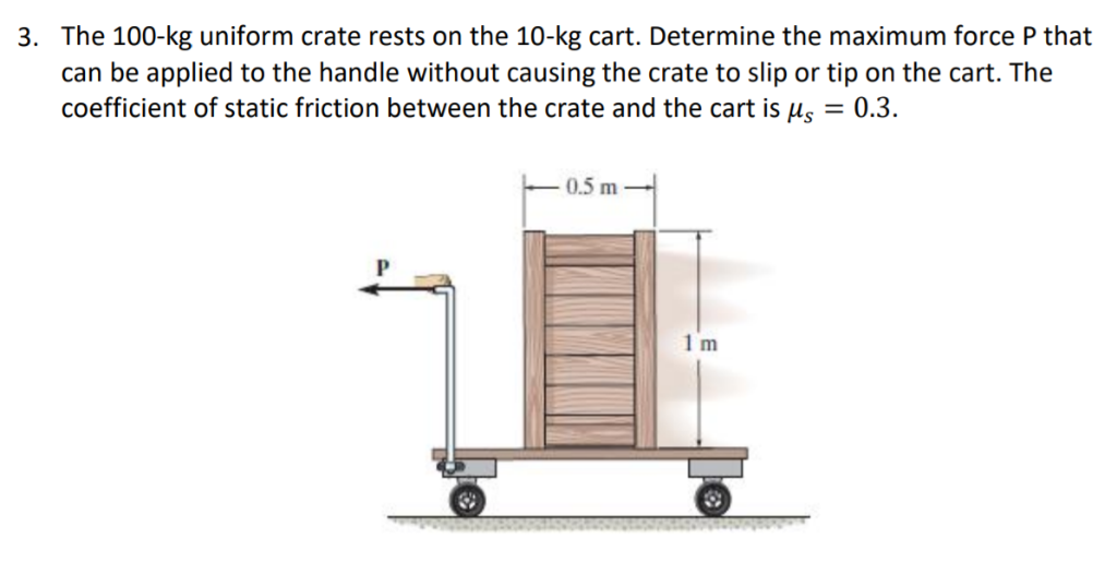 Solved The 100kg uniform crate rests on the 10kg cart.
