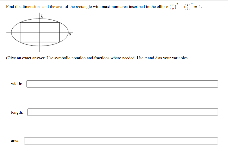 Solved Find the dimensions and the area of the rectangle | Chegg.com