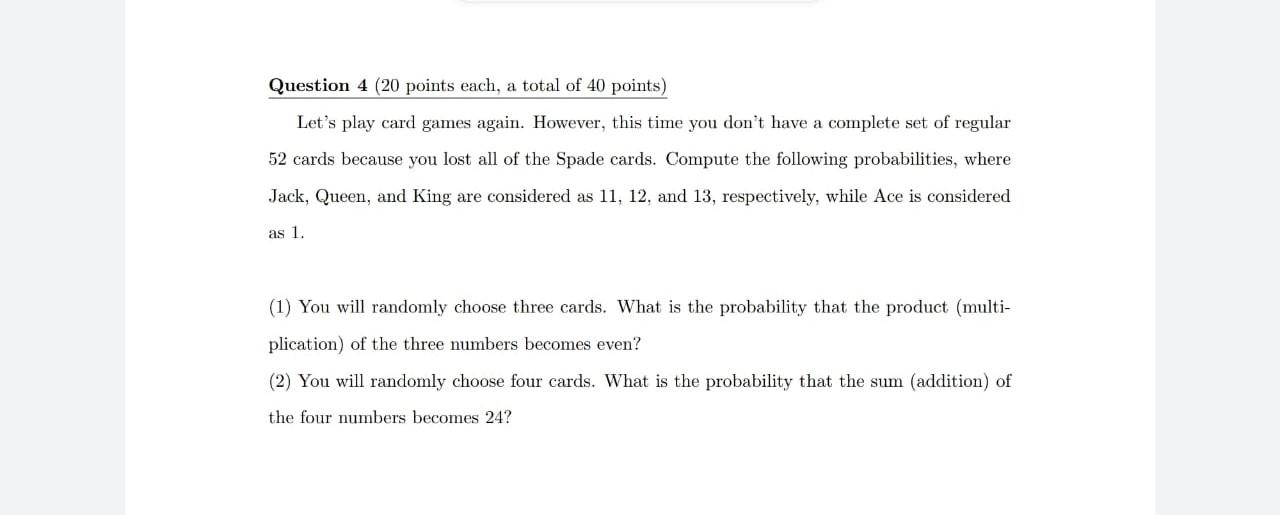Solved Question 4 (20 points each, a total of 40 points) | Chegg.com