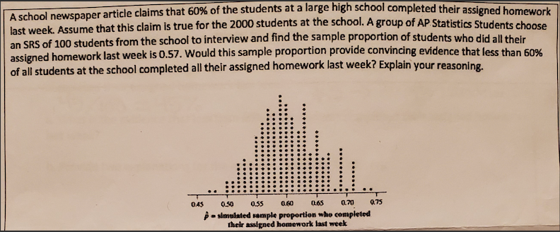 doing homework a school newspaper article claims that 60