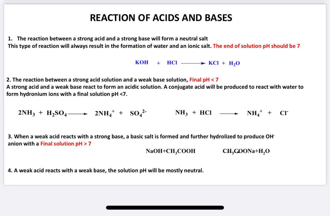 Strong Acid Plus Weak Base Reaction