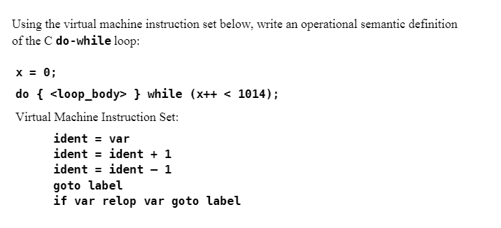 Solved Using the virtual machine instruction set below, | Chegg.com
