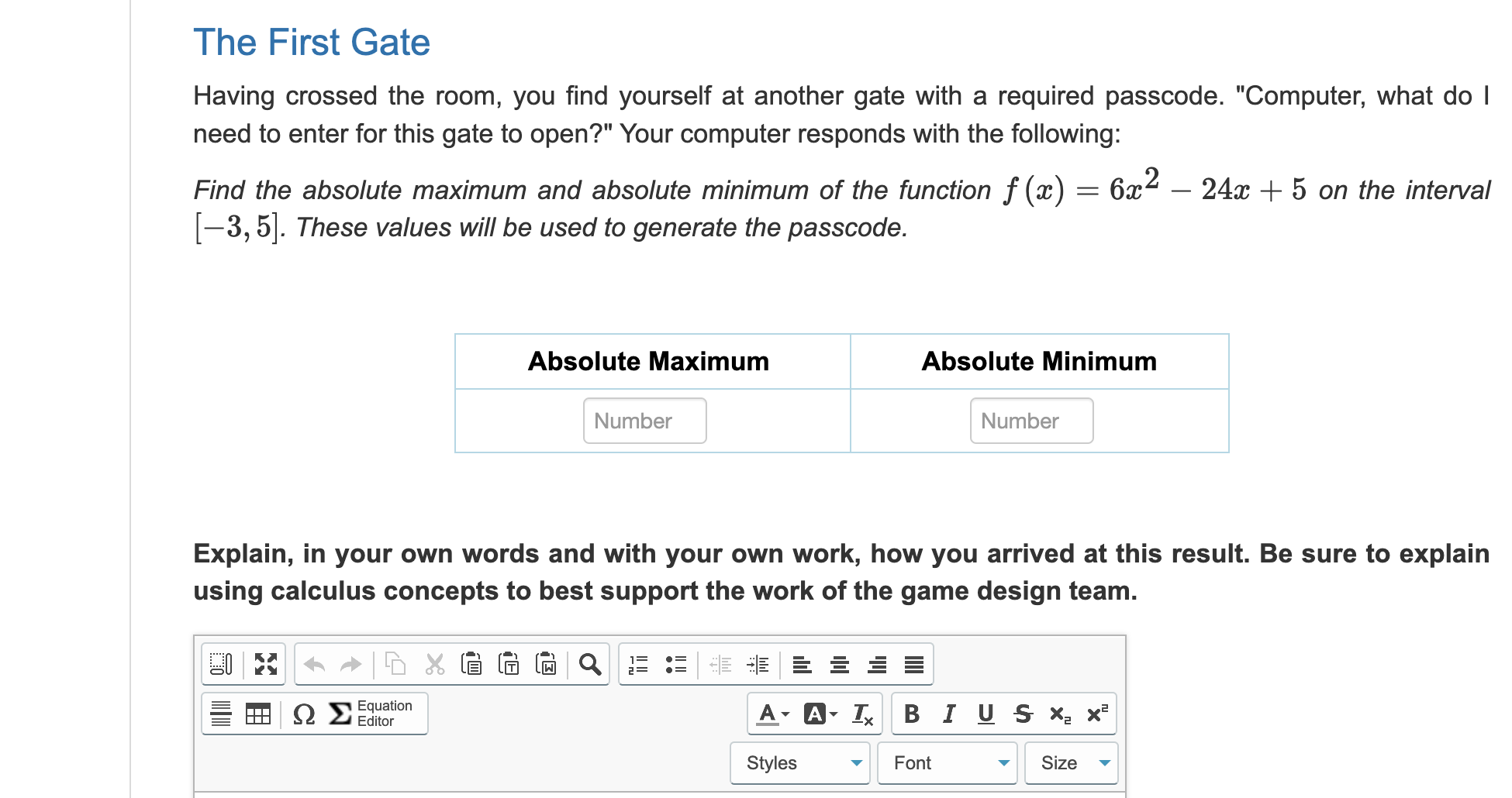 Solved The First Gate Having crossed the room, you find | Chegg.com