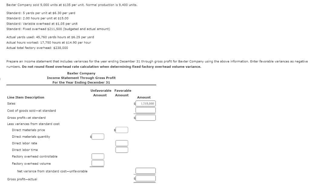 Solved Baxter Company sold 9,000 units at 135 per unit.