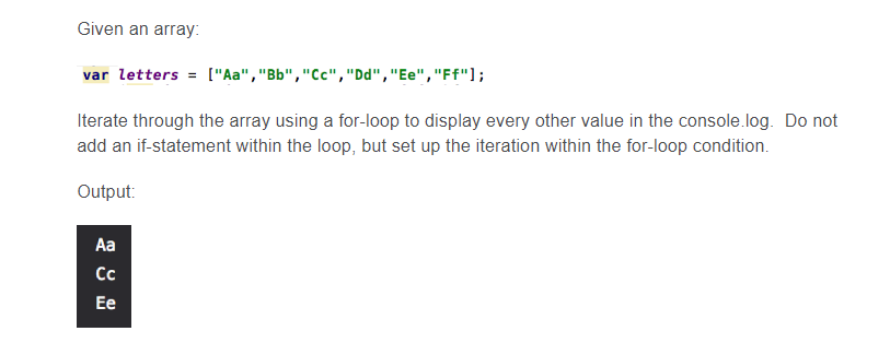 Solved Given an array var letters = [