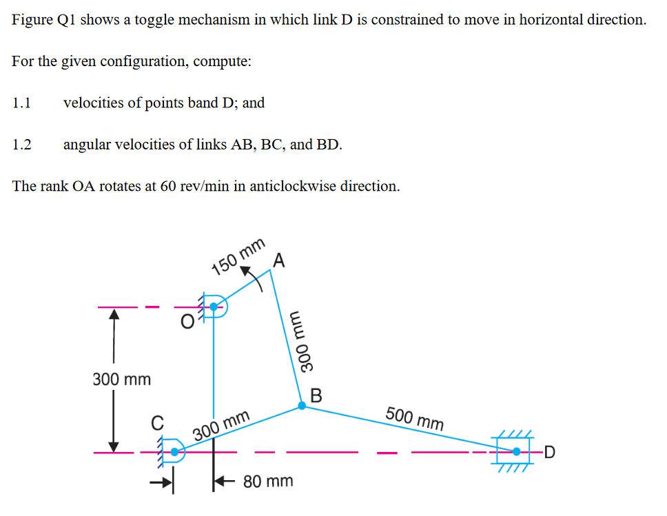 Solved Figure Q1 shows a toggle mechanism in which link D is