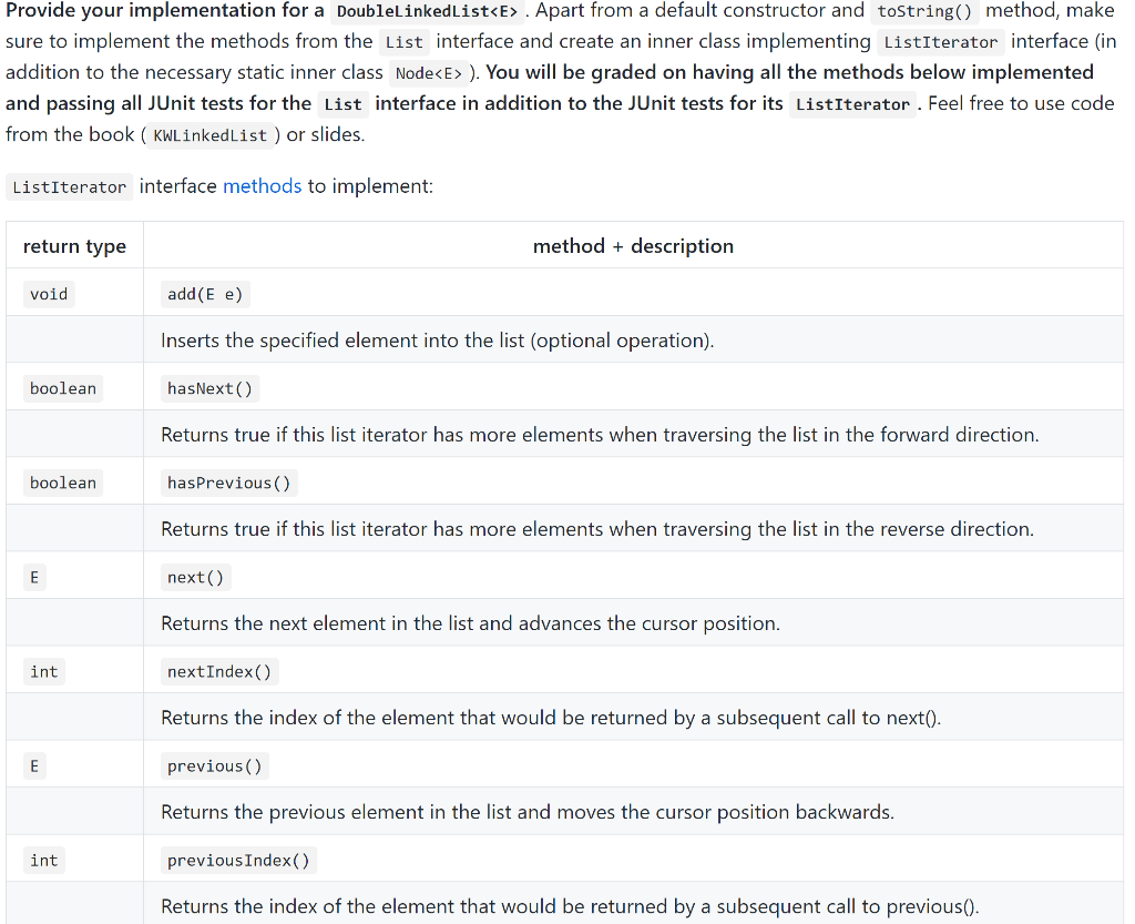 Solved How would I go about implementing these methods for | Chegg.com