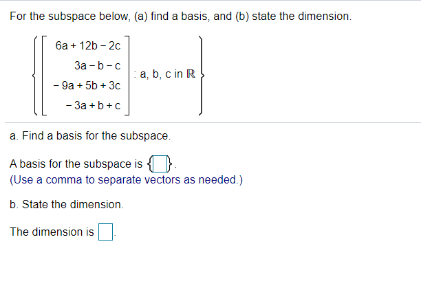 Solved For The Subspace Below, (a) Find A Basis, And (b) | Chegg.com