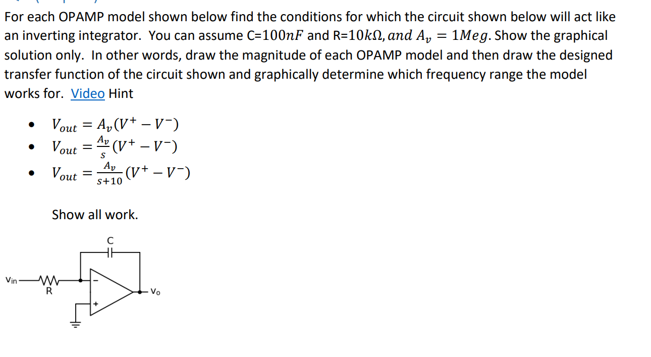 Solved = For each OPAMP model shown below find the | Chegg.com