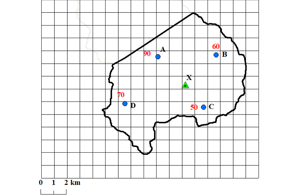 Solved Compute the rainfall at an ungauged point X (Figure | Chegg.com