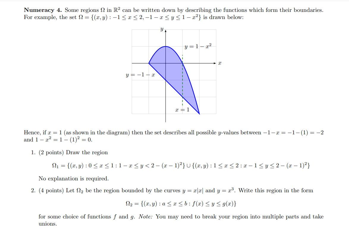 Solved Numeracy 4. Some regions N in R2 can be written down | Chegg.com