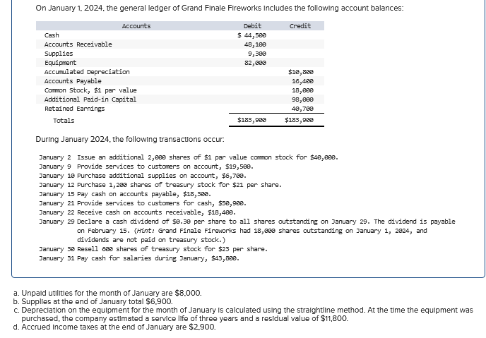 3 prepare an adjusted trial balance as of january 31 2024