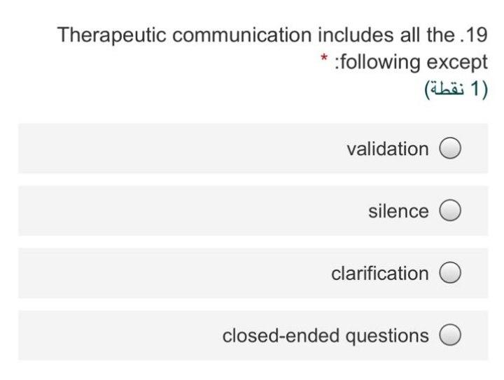 Solved Therapeutic Communication Includes All The 19 * | Chegg.com