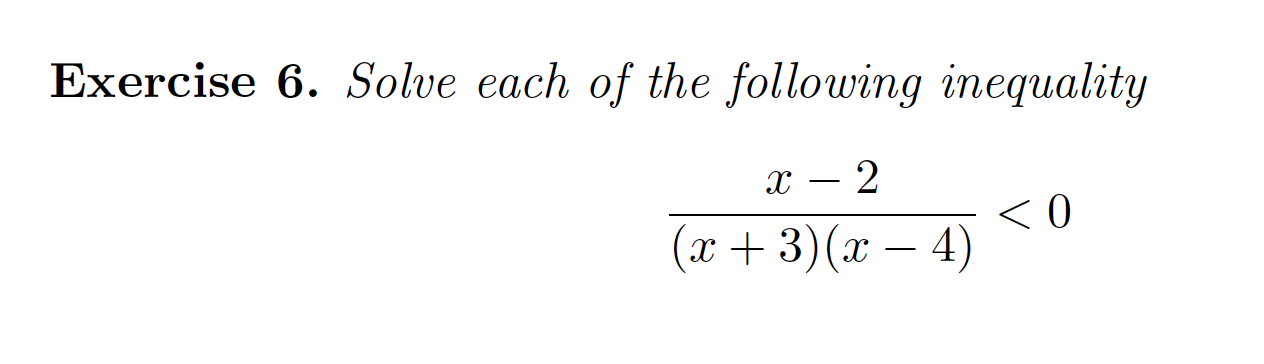 Solved Exercise 6. Solve each of the following inequality X | Chegg.com