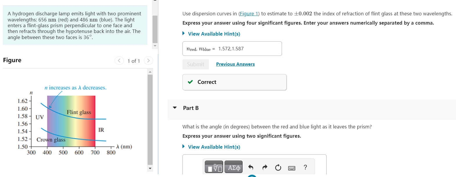 Solved A hydrogen discharge lamp emits light with two