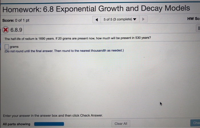 Solved Homework: 6.8 Exponential Growth and Decay Models | Chegg.com