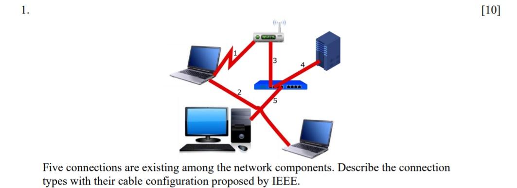 Solved 1. [10] 3 4 Five connections are existing among the | Chegg.com