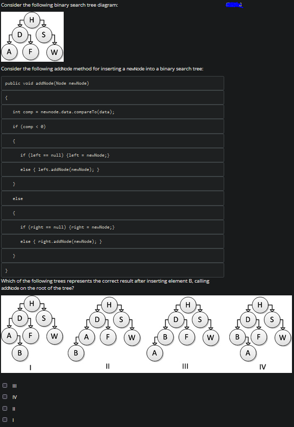 Solved Consider the following binary search tree diagram: H | Chegg.com