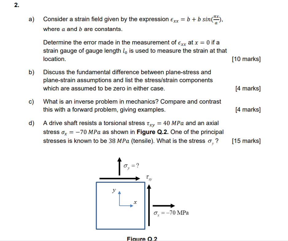 Solved 2. a) Consider a strain field given by the expression | Chegg.com