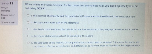 Solved The Options For Presenting The Comparison Are As Chegg Com