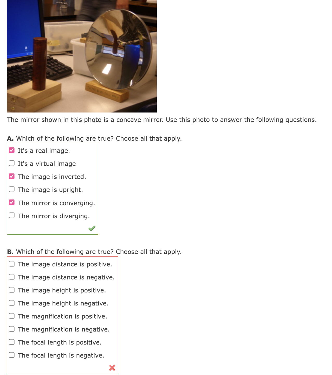 Solved The mirror shown in this photo is a concave mirror.