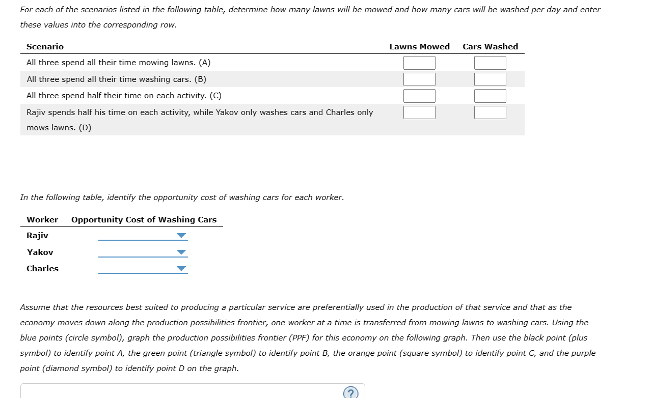 In the following table, identify the opportunity cost