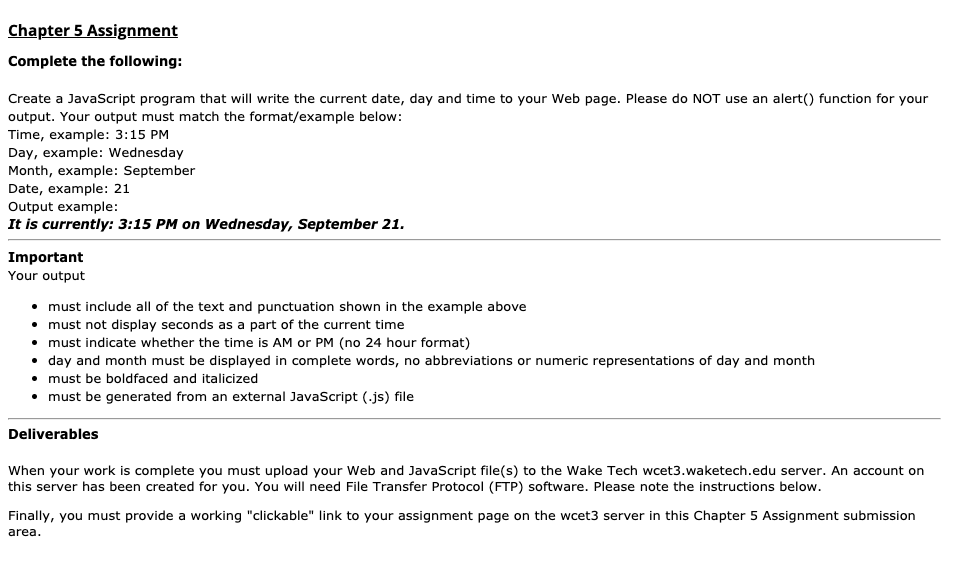 Chapter 5 Assignment Complete the following: Create a | Chegg.com