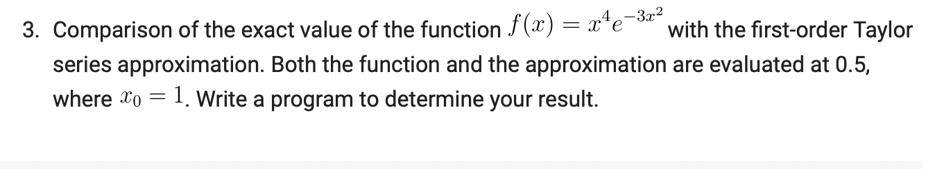 3. Comparison of the exact value of the function | Chegg.com