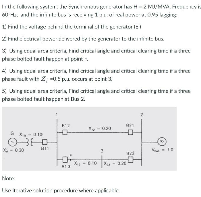 Solved In the following system, the Synchronous generator | Chegg.com
