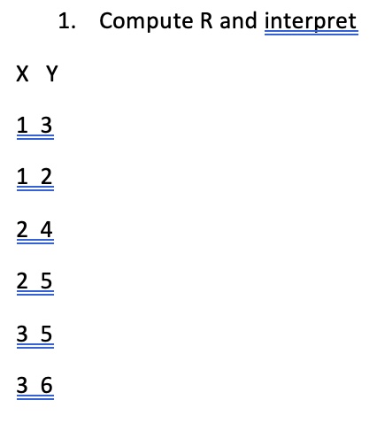 1. Compute R and interpret | Chegg.com