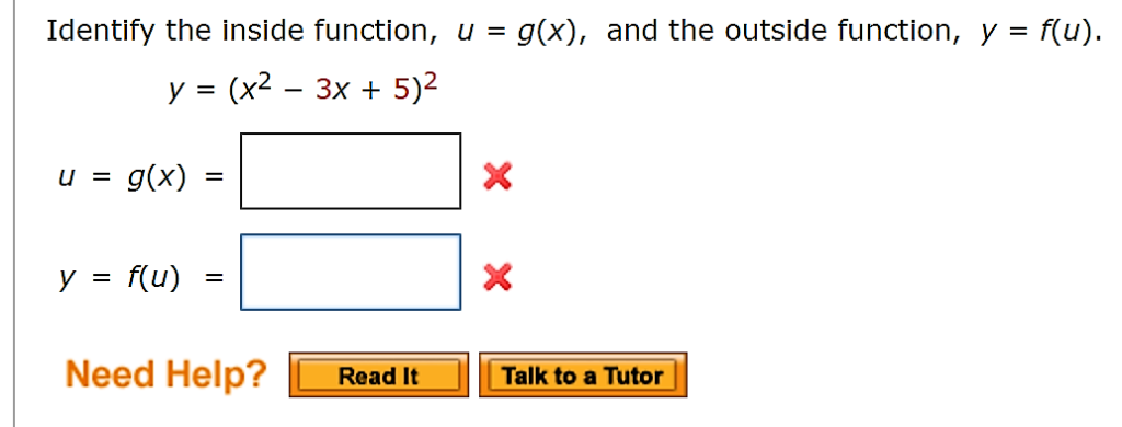 solved identify the inside function, u=g(x), and the... Solved Identify the inside function, u = g(x), and the | Chegg.com
