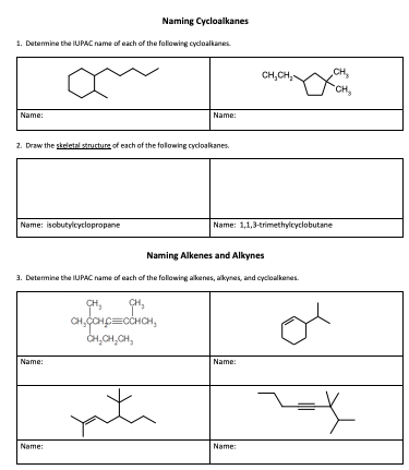 Solved Naming Cycloalkanes 1. Determine the IUPAC name of | Chegg.com