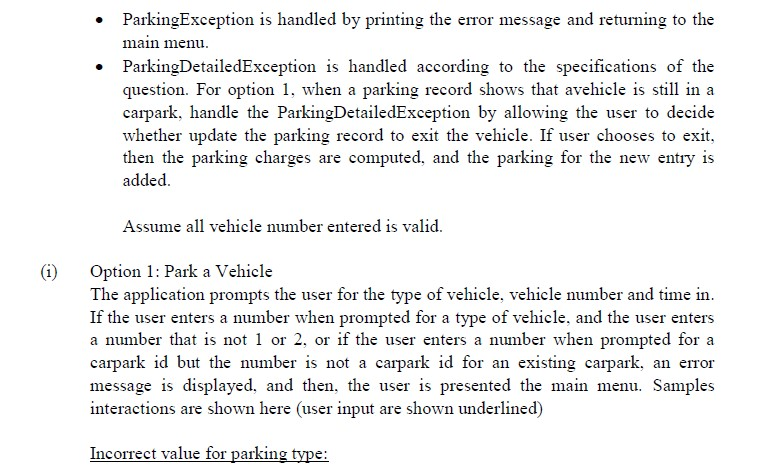 Solved Carpark Parking application for Question 2 and 3 The | Chegg.com