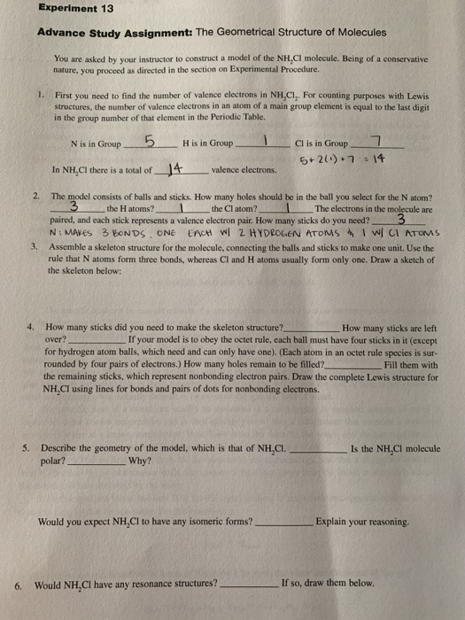 Experiment 13 Advance Study Assignment The Chegg 