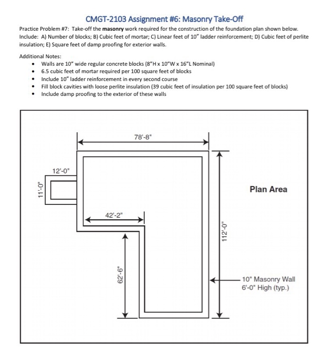 Solved Take-off the masonry work required for the | Chegg.com