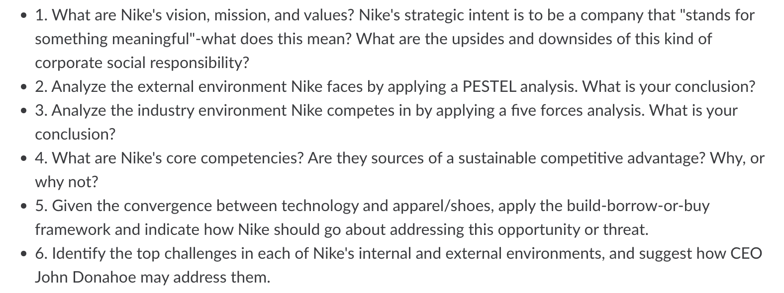 øje hovedvej Kredsløb Solved - 1. What are Nike's vision, mission, and values? | Chegg.com