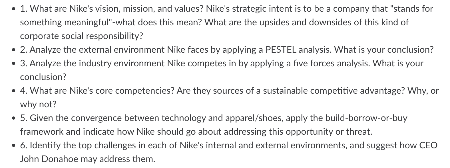 1. are Nike's vision, mission, and values? Chegg.com