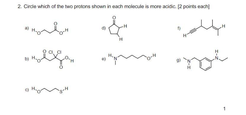 Solved 2. Circle which of the two protons shown in each | Chegg.com