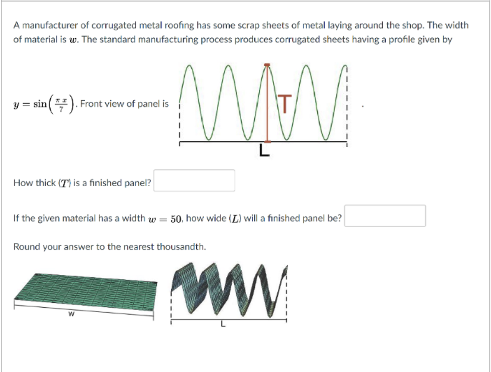 Solved A manufacturer of corrugated metal roofing has some | Chegg.com