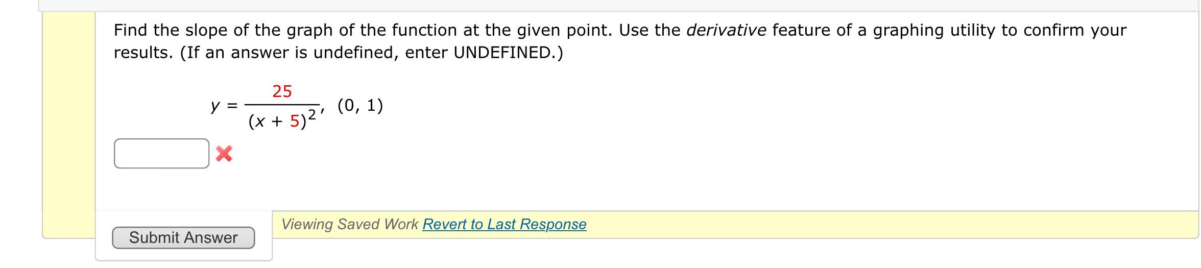 Solved Find the slope of the graph of the function at the | Chegg.com