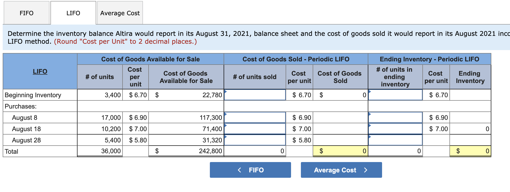 Solved Exercise 8-13 (Algo) Inventory cost flow methods; | Chegg.com