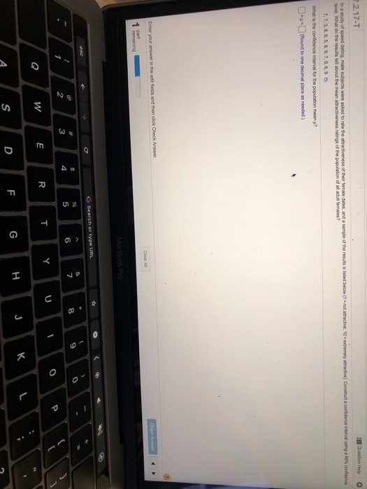 Solved 2.17T evel. What do the results tell about the mean