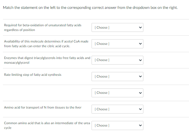 Solved Match the statement on the left to the corresponding | Chegg.com