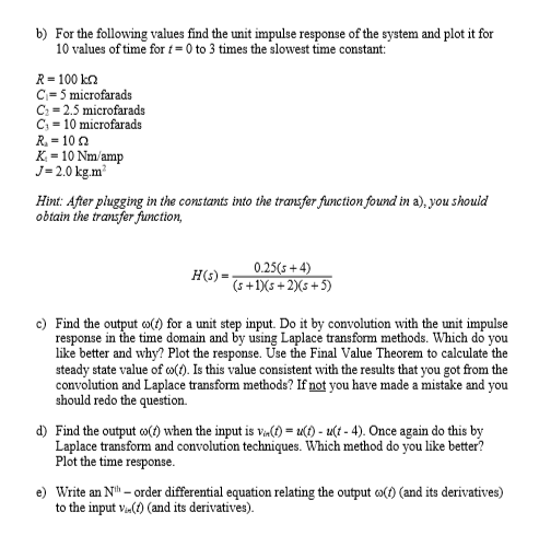 Question 4) You are given the following system: Dý a) | Chegg.com