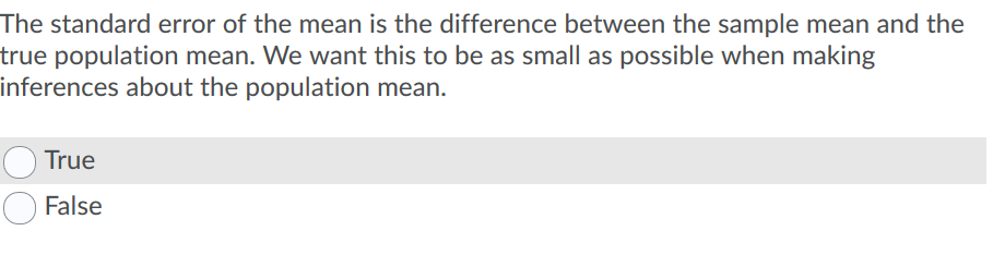 Solved The standard error of the mean is the difference | Chegg.com