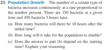Solved 23. Population Growth The number of a certain type of | Chegg.com