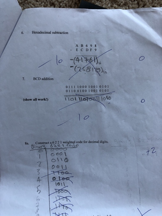 Solved 6. Hexadecimal subtraction A B 6 98 -ECDF 9 -(268 | Chegg.com